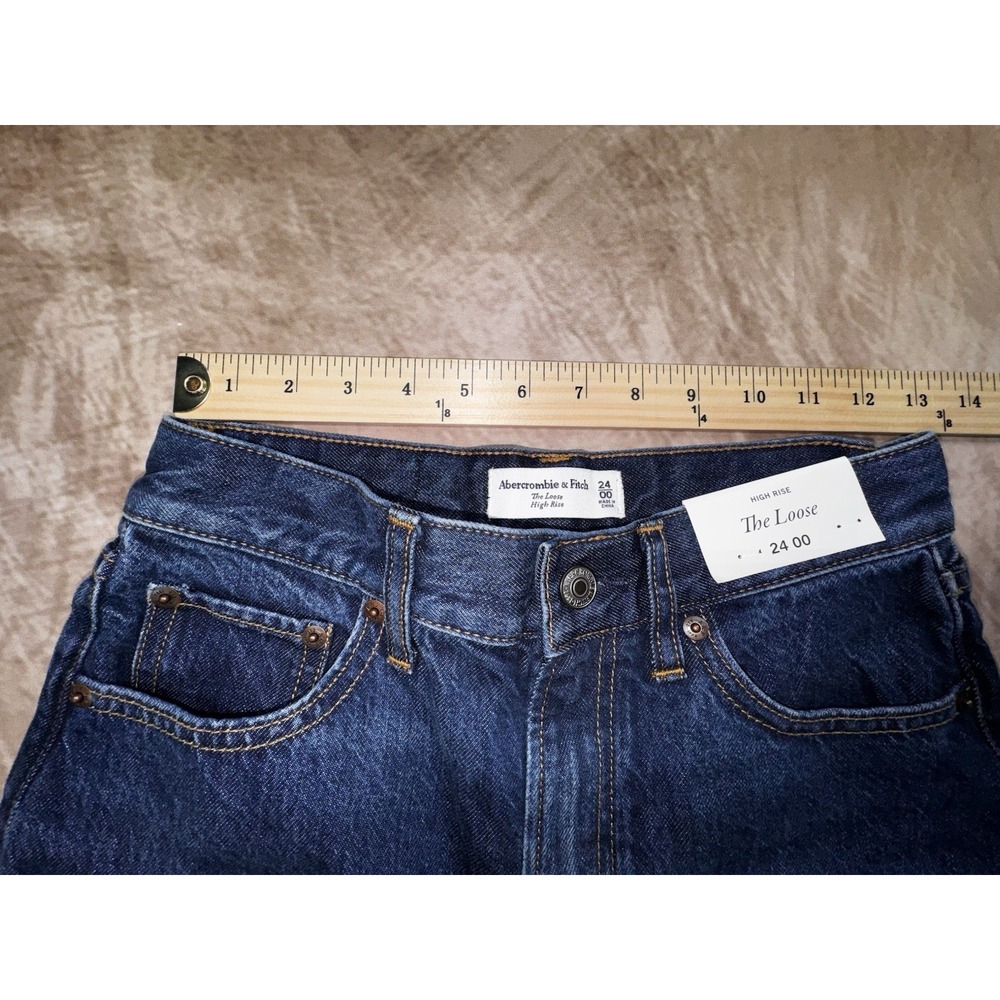 Abercrombie & Fitch Womens The Loose High Rise Dark Wash Jeans Size 24 / 00 NWT - Picture 3 of 8